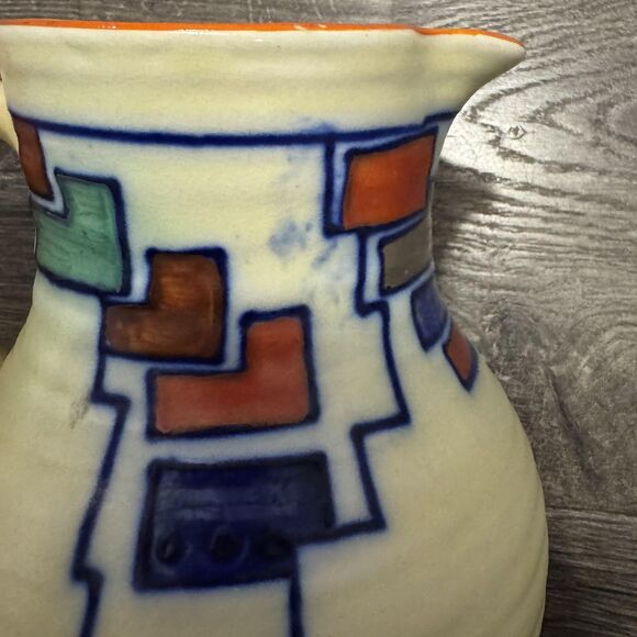 VTG Swansea Ware Flora Art Deco Geometric Pottery Jug Pitcher Wardle's England - Picture 4 of 10